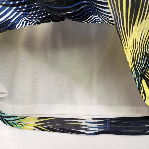 Ann Taylor Loft Abstract Print A-Line Skirt Zipper Blue Black Yellow Sz 8 - Picture 6 of 9